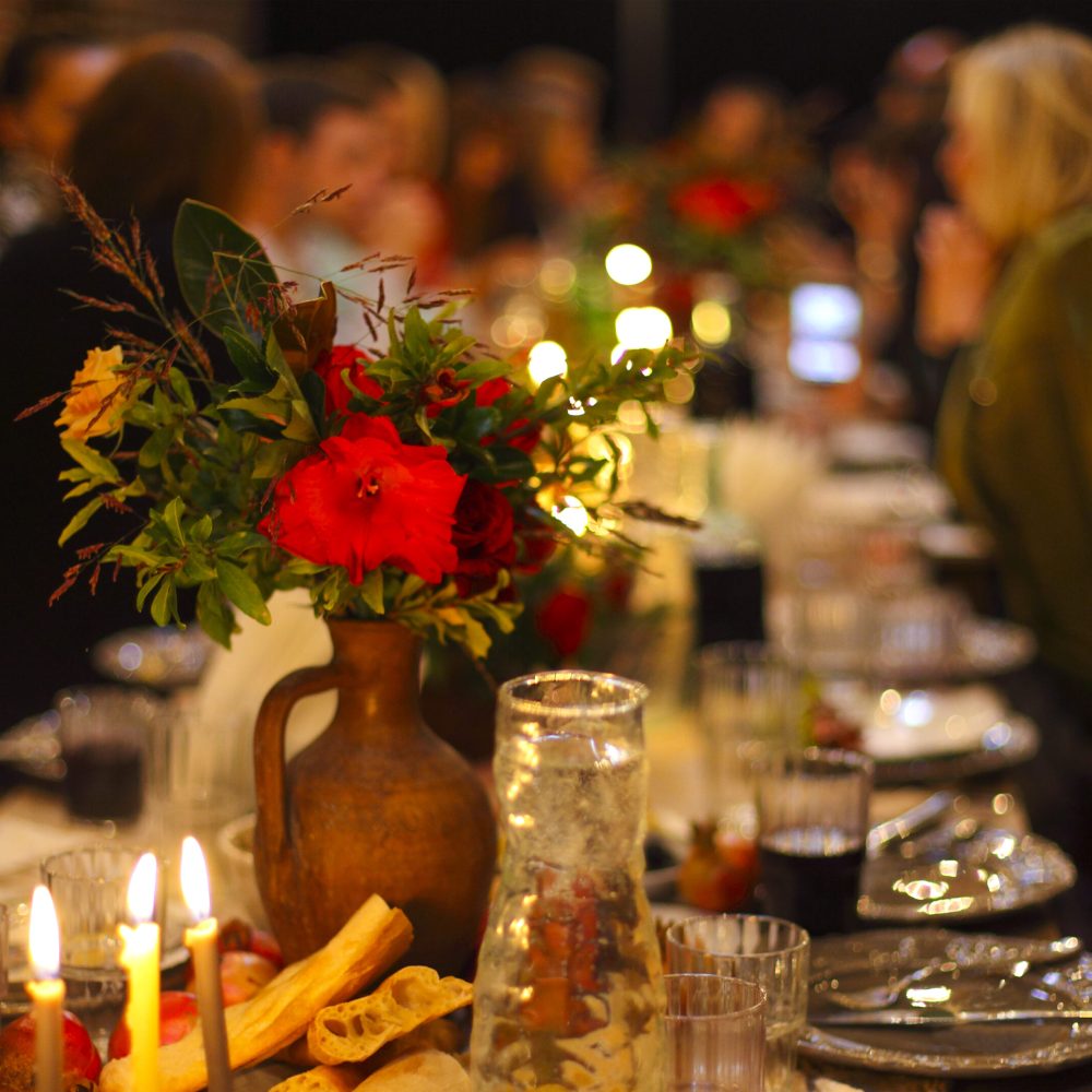 Abstract image of a celebratory table. Blurred background